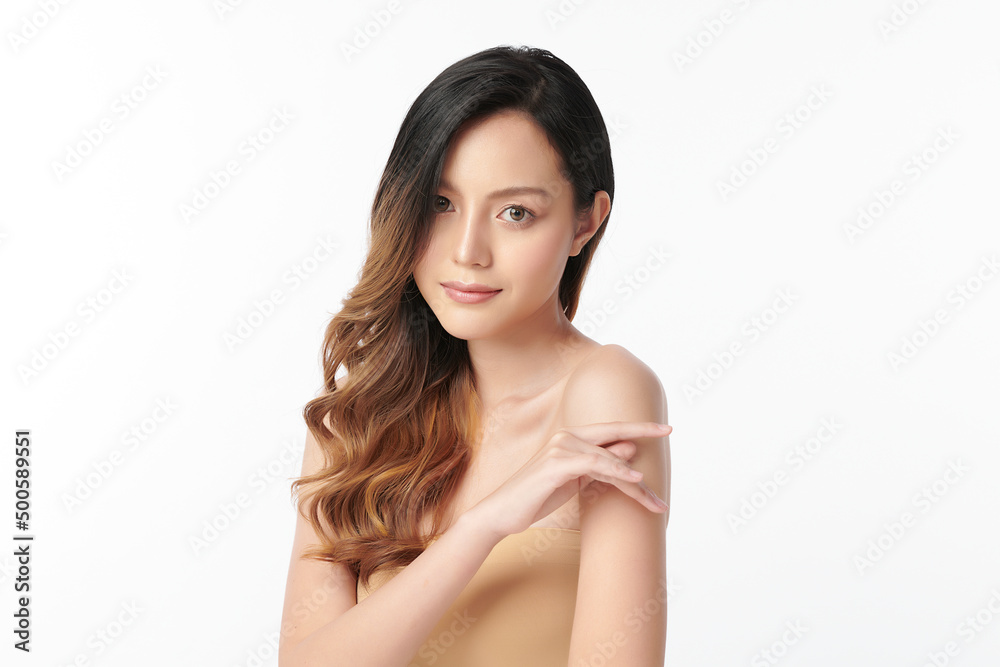 Beautiful young asian woman with clean fresh skin on white background, Face care, Facial treatment, Cosmetology, beauty and spa, Asian women portrait. Beautiful young asian woman with clean fresh skin on white background, Face care, Facial treatment, Cosmetology, beauty and spa, Asian women portrait.