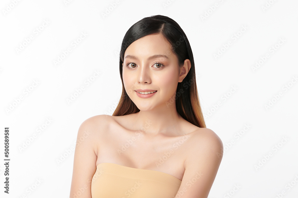 Beautiful young asian woman with clean fresh skin on white background, Face care, Facial treatment, Cosmetology, beauty and spa, Asian women portrait. Beautiful young asian woman with clean fresh skin on white background, Face care, Facial treatment, Cosmetology, beauty and spa, Asian women portrait.