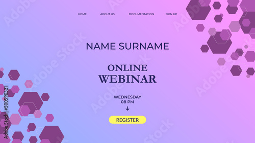gradient background with hexagon element for online webinar
