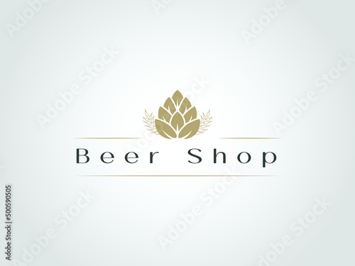 beer shop malt and cannabis alcohol vintage aesthetic logo 