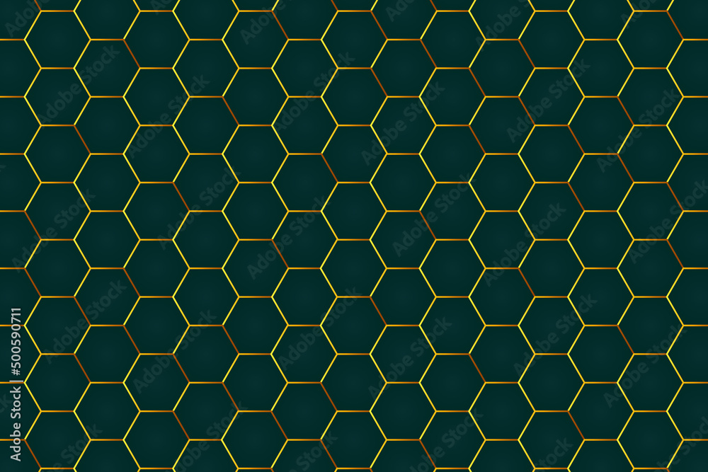 Royal green wallpaper with golden color boundary around the shapes