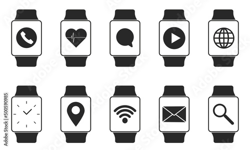 Icons set. Smart watch phone. Vector illustration eps10