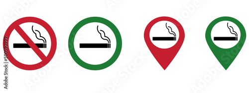 No smoking and smoking area. No smoking icons. eps10