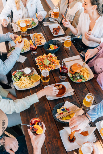 Overhead view of the table during a family meal