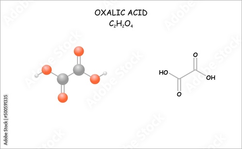Photos Stylized molecule model/structural formula of oxalic acid.