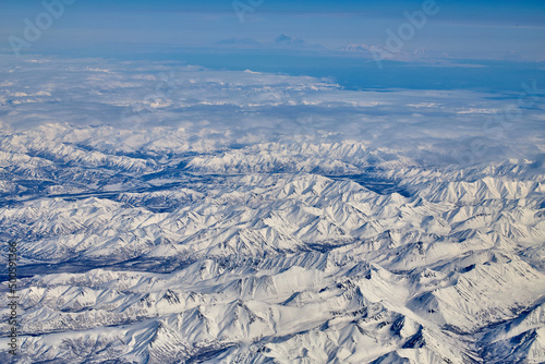 Mountain landscape, view from an airplane, Panorama
