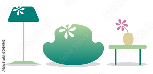 Modern furniture icon set logo graphic trendy design, cozy playful modern furniture brand and home decor