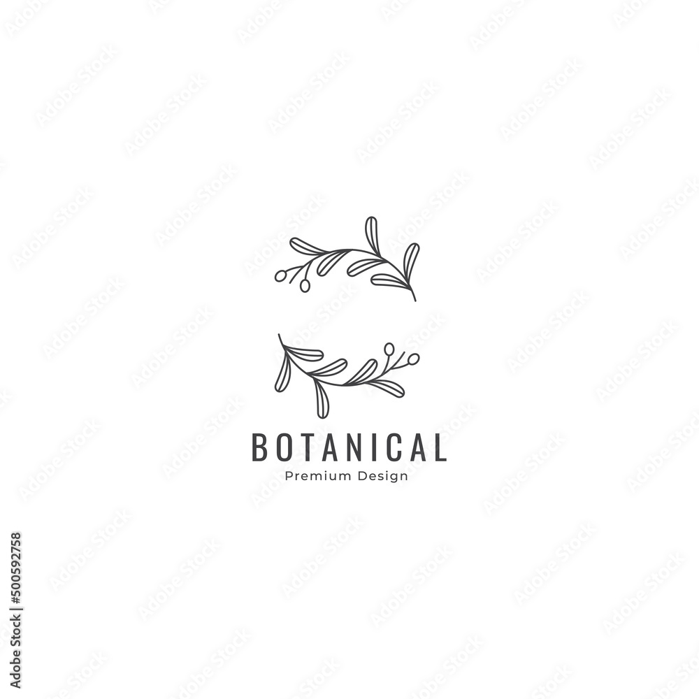 Obraz premium olive oil leaf logo botanical line art