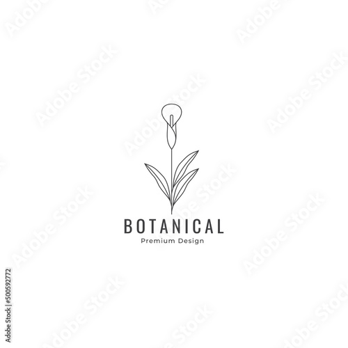 lily flower logo line minimalist symbol