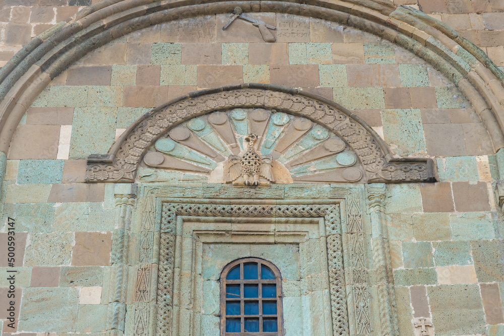 Obraz premium Close View Of Bas-Relief At The Exterior Facade Of Ancient Svetitskhoveli Monastery