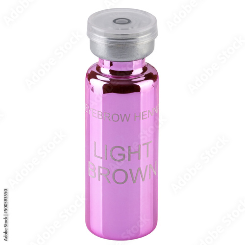 henna light brovn for eyebrows in a bottle on a white background photo