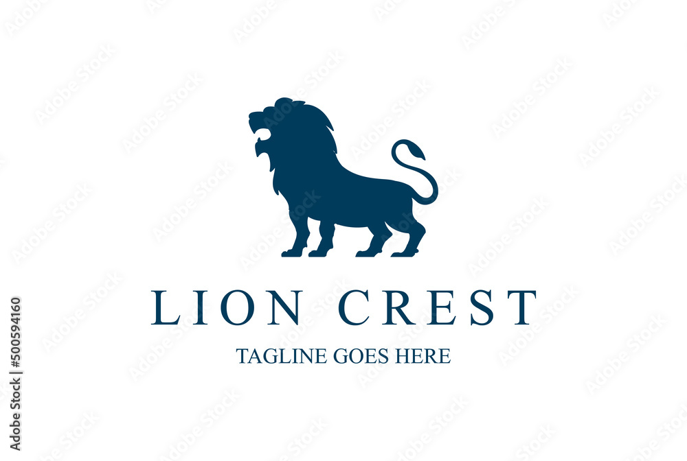 Silhouette of Standing Lion Leo Crest Logo Design Silhouette of Standing Lion Leo Crest Logo Design