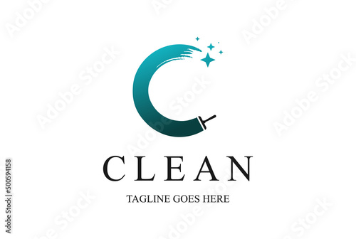 Initial Letter C with Window Glass for Clean Cleaning Cleaner Logo Design Vector