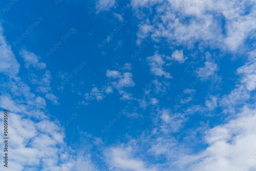 Beautiful blue sky background, white clouds.