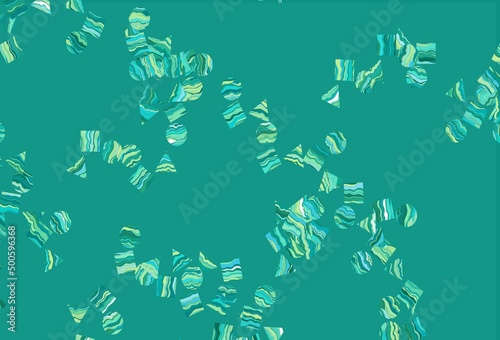 Light Green  Yellow vector texture in poly style with circles  cubes.