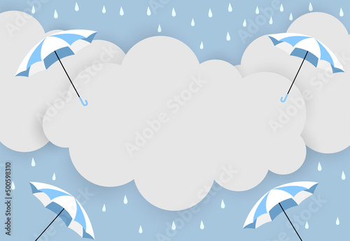 Rainy and monsoon season sale background. Design with raindrops and umbrella vector.