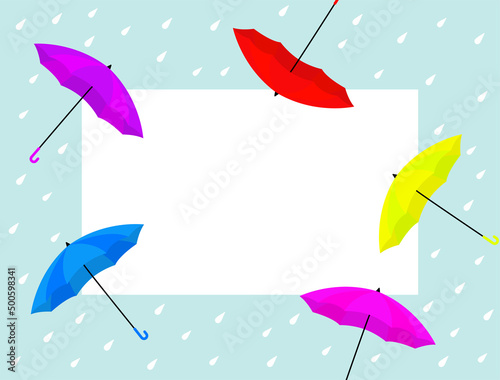Rainy and monsoon season sale background. Design with raindrops and umbrella vector.