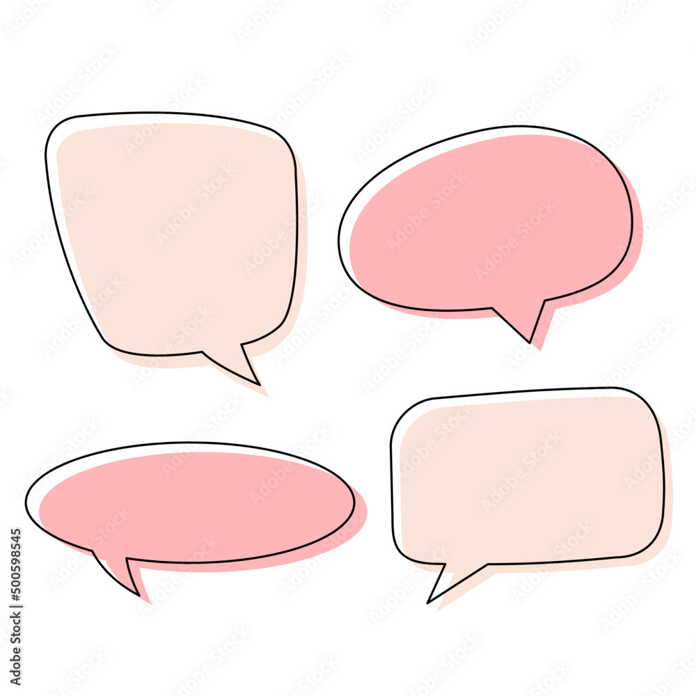 set of bubble speech pink color rectangular and oval cloud set of bubble speech pink color rectangular and oval cloud
