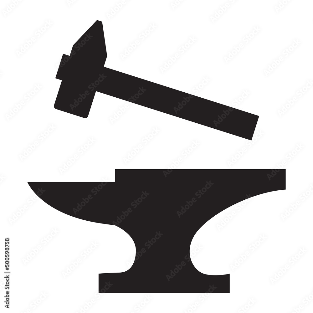 blacksmith icon on white background. anvil and hammer sign. anvil with  hammer symbol. flat style. Stock Vector | Adobe Stock