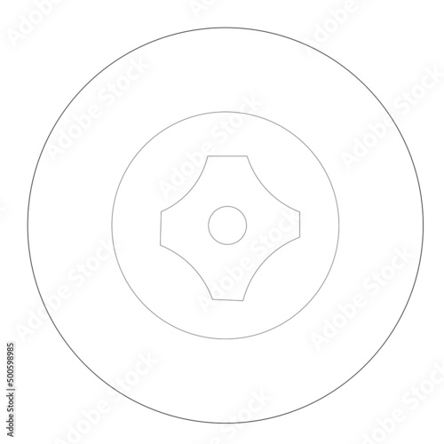 Graphical drawing of vehicle wheels from the side view. 2D CAD drawing was drawn in black and white. 