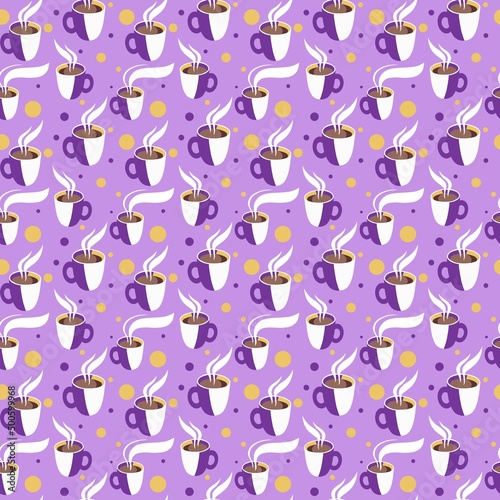 Abstract colorful seamless pattern with cups. Print on fabric. Finished design for fabric, paper and other items.