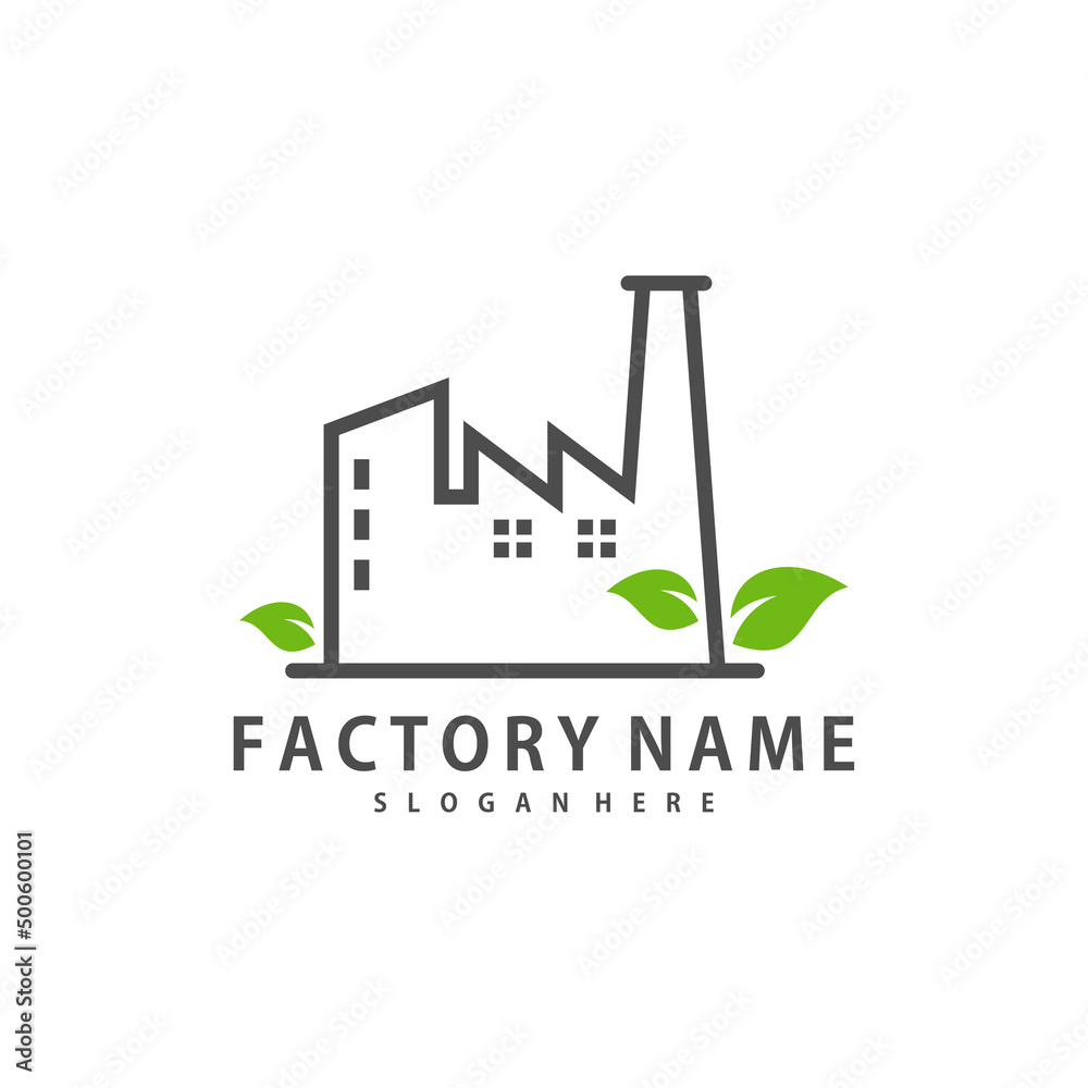 Nature Factory logo design vector, Creative Factory logo design Template Illustration