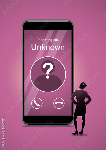Unknown incoming call vector illustration