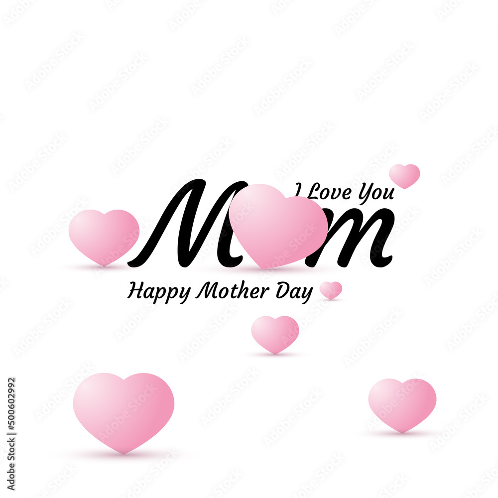 i love you mom with a simple pink love symbol for happy mothers day