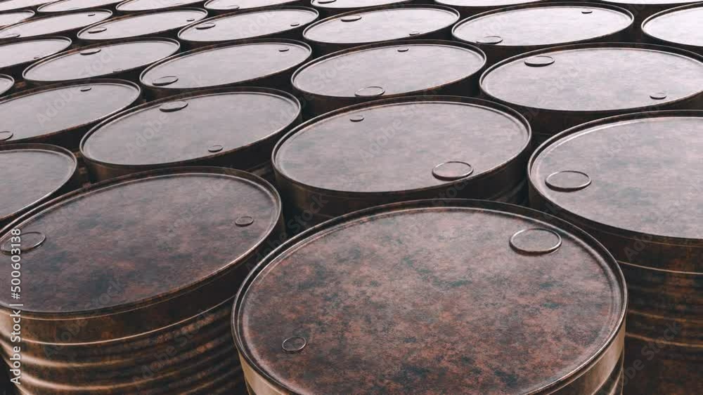 Realistic looping tracking camera 3D animation of the weathered and rusty old petrol barrels rendered in UHD Realistic looping tracking camera 3D animation of the weathered and rusty old petrol barrels rendered in UHD