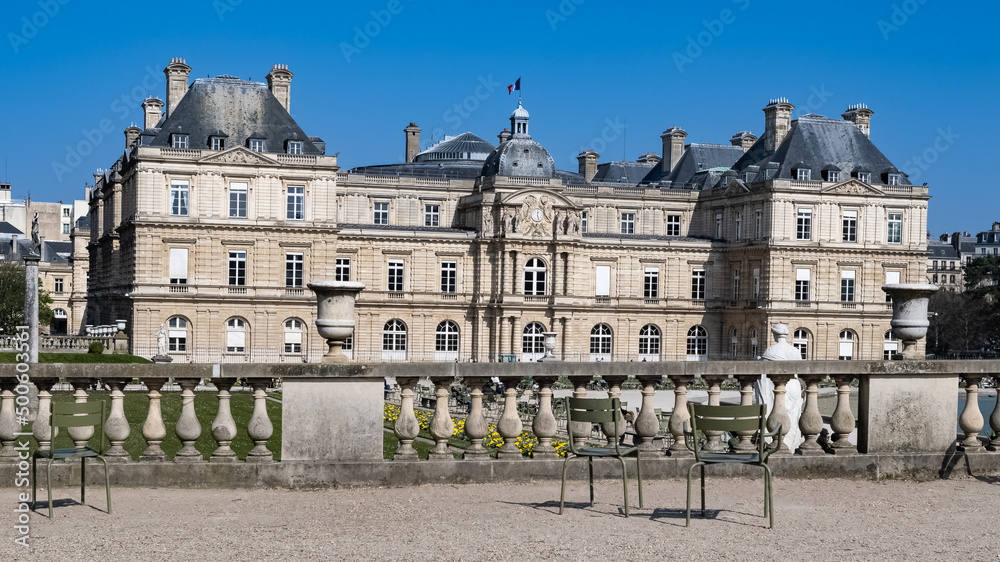 Paris, the Senat in the Luxembourg garden, in the 6e arrondissement, a chic district in the center
