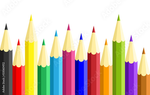 Set of realistic colored pencils isolated on white background.Vector illustration.