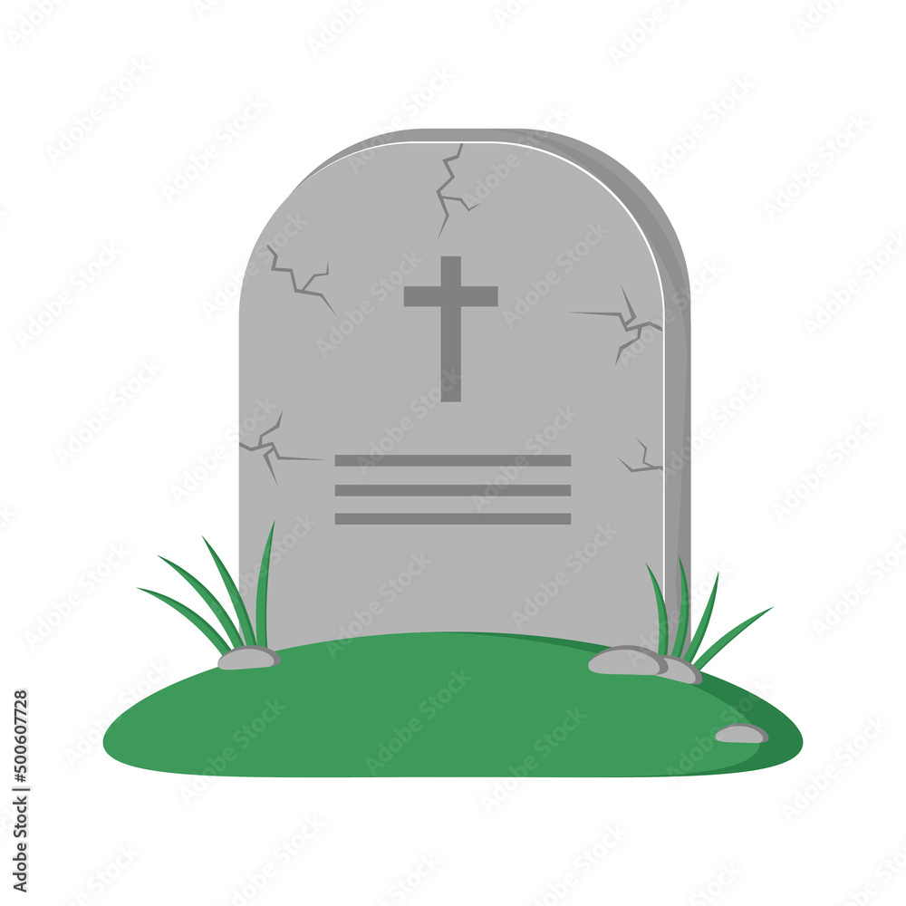 stone tombstone rip,isolated on white background,flat vector illustration