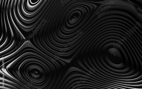 Dark circle waves abstract background pattern. Black wavy abstract background