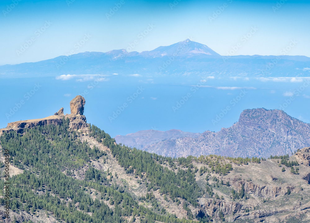 Roque Nublo From Pico De Los Pozos De Las Nieves Viewpoint In Grand Roque Nublo From Pico De Los Pozos De Las Nieves Viewpoint In Grand