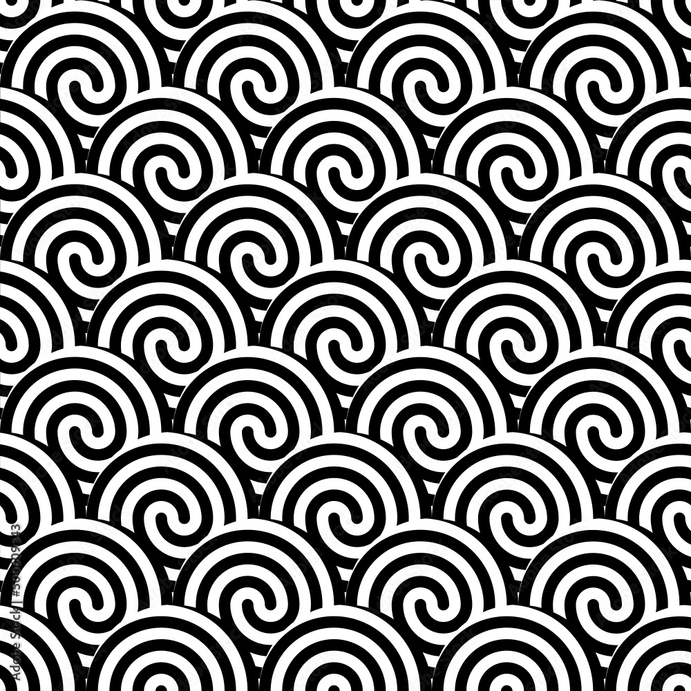 Vector seamless texture. Modern geometric background. Repeating geometric pattern with curly tiles.