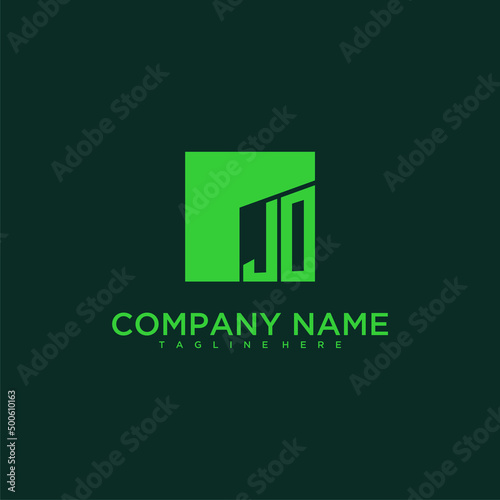 JO initial monogram logo with square style design