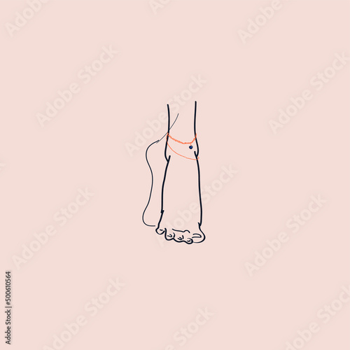summer decoration on the beach. feet. sketch