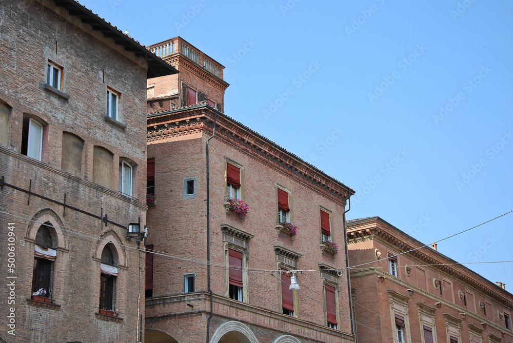 Il centro storico della città di Bologna in Emilia Romagna, Italia.