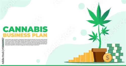 Cannabis Business Plan.  Marijuana. Cannabis Leaves. White Background. Marijuana Plant. Money. 4:20 Template