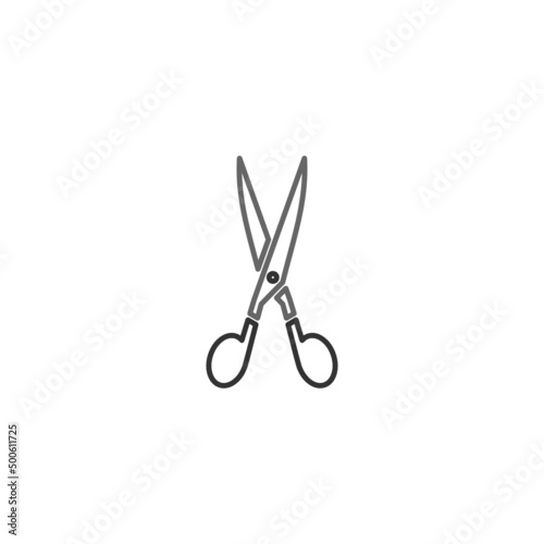 White scissors, illustration, vector on white background.