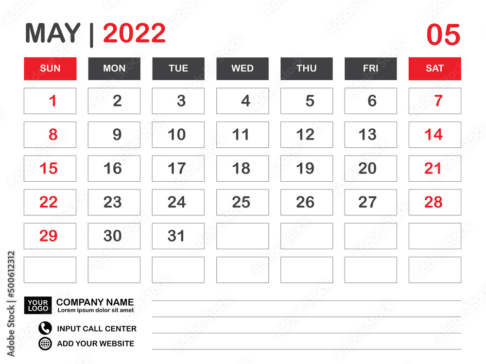Calendar 2022 template, May 2022 layout, Desk calendar 2022 year, Wall calendar design, Week starts on sunday, Planner, Printing media, poster, organizer, advertisement, Red background, vector Calendar 2022 template, May 2022 layout, Desk calendar 2022 year, Wall calendar design, Week starts on sunday, Planner, Printing media, poster, organizer, advertisement, Red background, vector