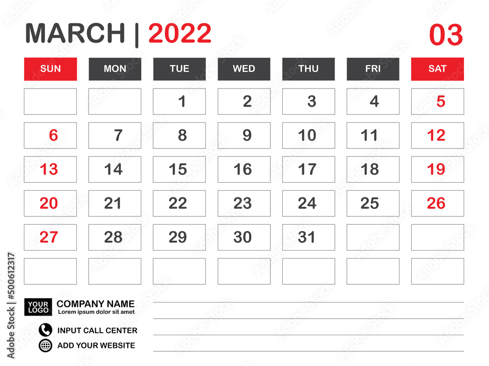 Calendar 2022 template, March 2022 layout, Desk calendar 2022 year, Wall calendar design, Week starts on sunday, Planner, Printing media, poster, organizer, advertisement, Red background, vector Calendar 2022 template, March 2022 layout, Desk calendar 2022 year, Wall calendar design, Week starts on sunday, Planner, Printing media, poster, organizer, advertisement, Red background, vector