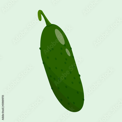 Green cucumber. Flat design vector illustration of Green cucumber on green background