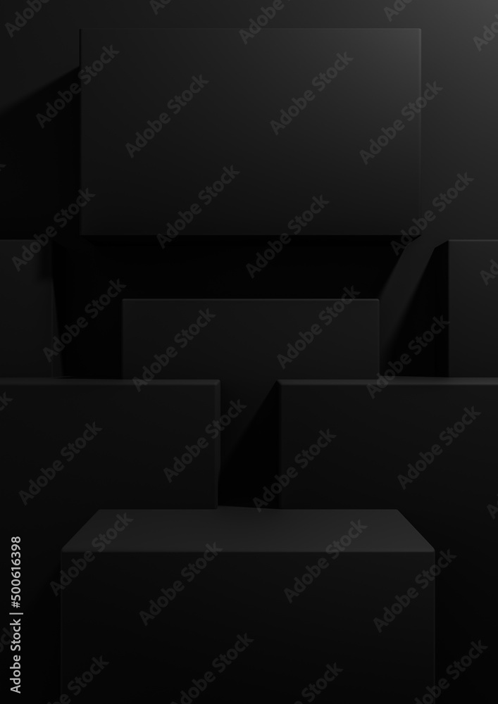 Black, dark gray, black and white 3D rendering product display background simple, minimal, geometric wallpaper with podium stand for product photography or advertisement presentation template Black, dark gray, black and white 3D rendering product display background simple, minimal, geometric wallpaper with podium stand for product photography or advertisement presentation template