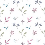Seamless botanical pattern with delicate flowers and leaves. Pattern for fabric and wrapping paper