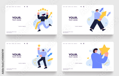 Presentation and slide layout background. Trendy business people. Use for marketing, SEO, online review. Vector illustration