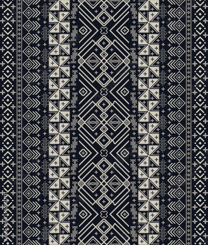 textile traditional pattern, ethnic traditional songket design, black and white color. photo