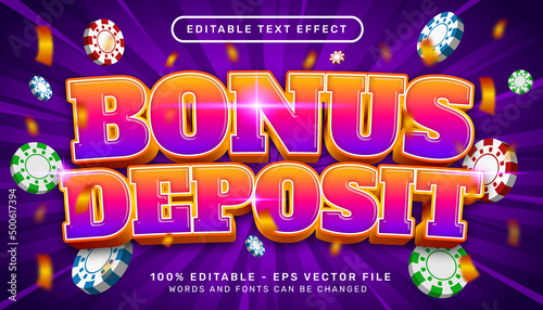 bonus deposit 3d text effect and editable text effect