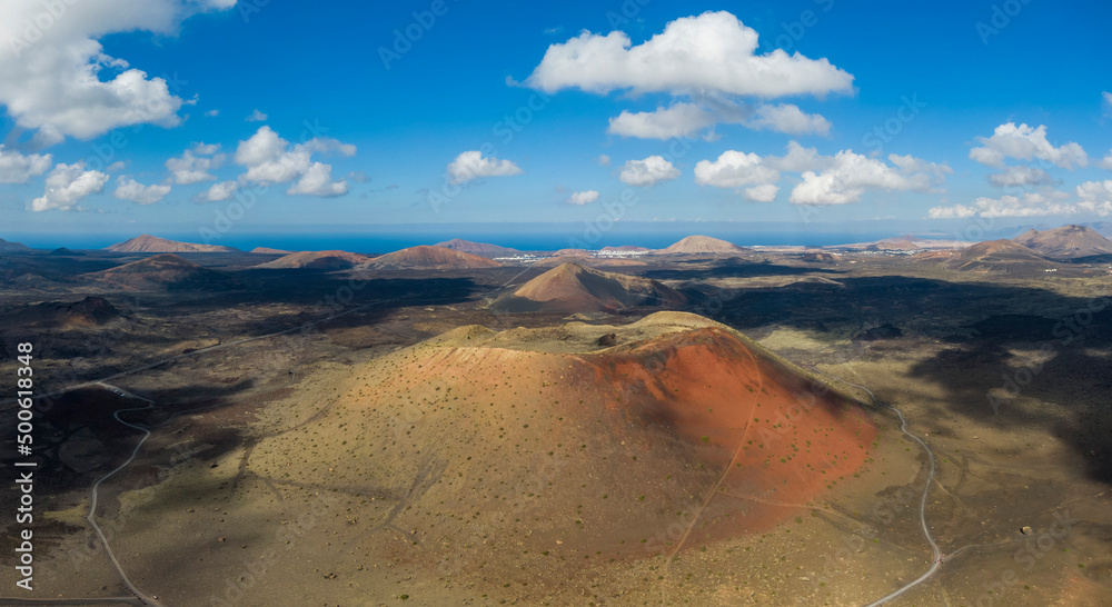 Caldera Colorada volcano in the Timanfaya National Park, Spain