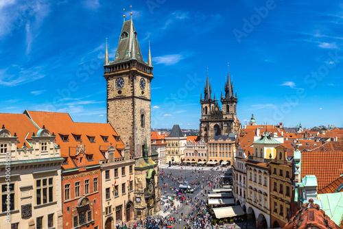 Fotobehang Panoramic aerial view of Prague